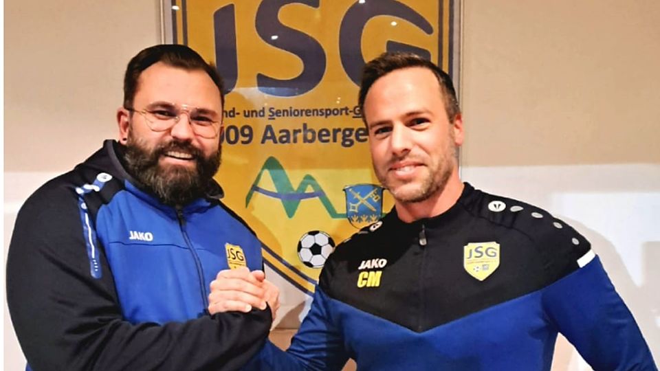 Ruben Borkowski (links) wird neuer Trainer der JSG Aarbergen. Der sportliche Leiter Christian Michel freut sich auf die gemeinsame Zusammenarbeit