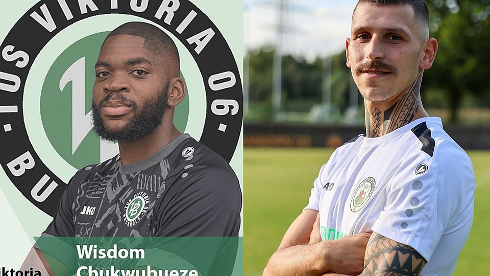 Wisdom Chukwubueze Oparah (l.) traf doppelt für Buchholz II, Torjäger Mirco Belghaus schoss das erste MTV-Tor 2025.
