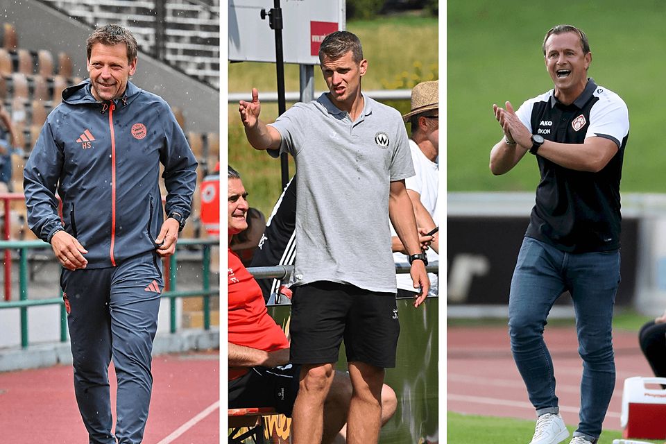 Die Cheftrainer Holger Seitz, Lars Bender und Marc Reitmaier (v.l.n.r.) werden mit ihren Mannschaften Bayern II, Wacker Burghausen und Würzburger Kickers als Top-Favoriten für die Meisterschaft gehandelt.