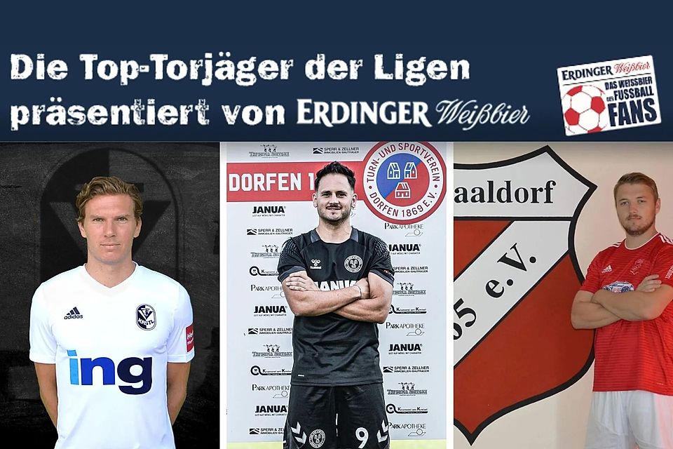 Sebastian Spinner, Gerhard Thalmaier und Michael Hauser (v.l.n.r.) sind die besten Torschützen der Bezirksliga Oberbayern Ost.