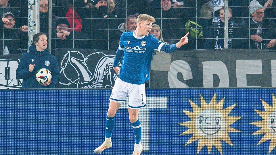 Julian Kania jubelt: Gegen Saarbrücken gelang ihm ein Doppelpack.