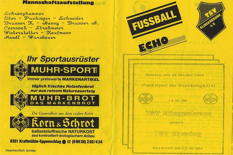 Bibel-ähnlichen Status zu Bezirksliga-Zeiten hatte das Fußball-Echo, das zu den Heimspielen des TSV Klingenbrunn erschien.