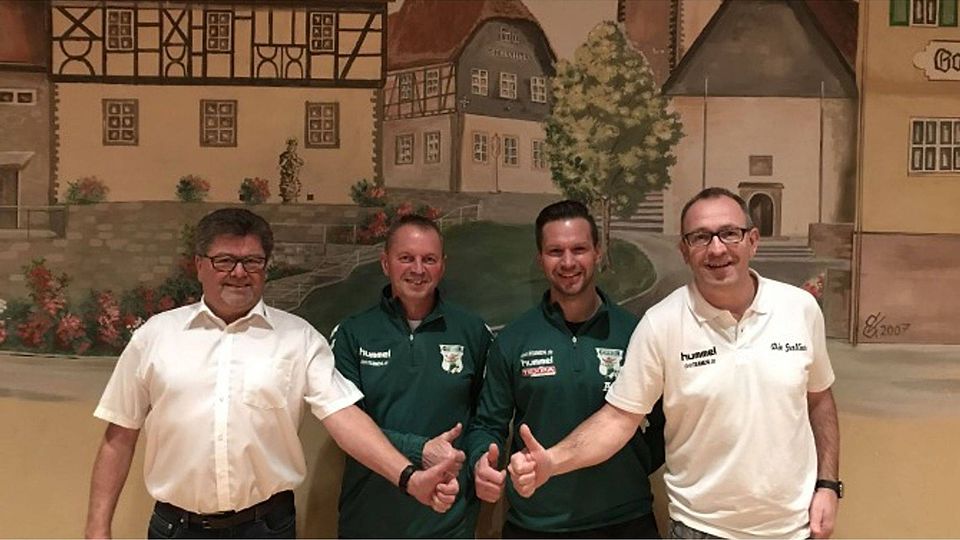 Freuen sich auf die gemeinsame Zusammenarbeit (von links): Gerhard Schüler (Manager), Thomas Jakob (Cheftrainer U19), André Betz (Cheftrainer Bayernliga), Andreas Lampert (Sportliche Leitung)F: TSV Großbardorf