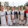 Neu im Verbandsligateam des FC 07 Bensheim, von links: Luca Blüm, Janis Wiesener, Max Schwerdt, Willi Eifler, Michael Herper, Fabio Hechler, Trainer Ronald Borchers und Philipp Pfeifer.