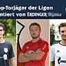 Die besten Torschützen der Bezirksliga Ost: Ceballos (l.), Hauser (M.) und Schöffel (r.).