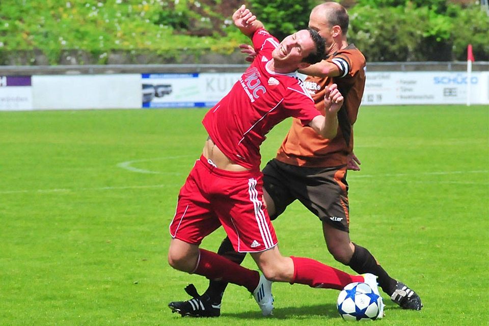 Bis zum Sommer legt sich Marco Bläser noch für den SV Heimstetten ins Zeug, dann wechselt er als Spielertrainer zum FC Gerolsbach.   F.: Peter Appel