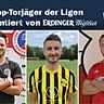 Die Top-Torjäger der Bezirksliga Ost: Lechner (M.) führt vor Thalmaier (l.) und Hauser (r.).