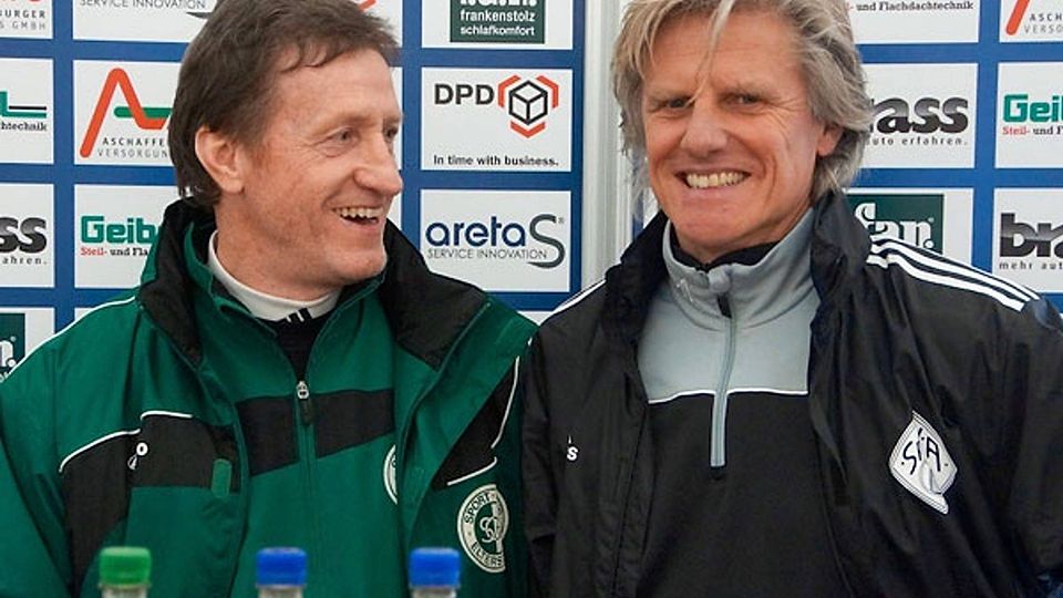 Wiedersehen in Aschaffenburg: Dieter Lieberwirth (li.) und Werner Dreßel bei der PK. F: Hahn