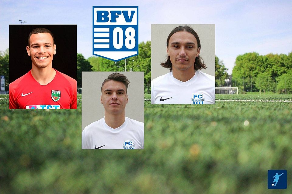 Drei Neue für den BFV 08: Dino-Samuel Kurbegovic (von links, Foto: Christian Bub), Tim Hoffmann und Jakub Moravec (Fotos: Maik Deckert) verstärken den Regionalligisten künftig.