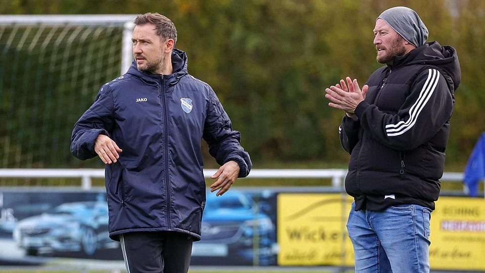 Haben Hoffnung geschöpft: Das Eittinger Trainer-Duo Thomas Bachmaier (l.) und Bastian Schweiger vergangenes Wochenende beim ersten Saisonsieg gegen Wartenberg.