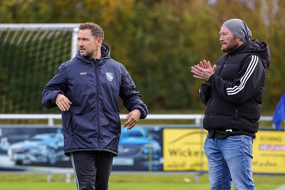 Haben Hoffnung geschöpft: Das Eittinger Trainer-Duo Thomas Bachmaier (l.) und Bastian Schweiger vergangenes Wochenende beim ersten Saisonsieg gegen Wartenberg.