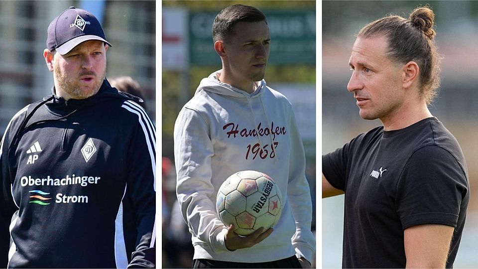 Andreas Pummer (l., FC Deisenhofen), Tobias Beck (m., Hankofen-Hailing) und Lukas Lechner (r., SV Erlbach) starten mit ihren Teams in die neue Bayernliga-Saison.