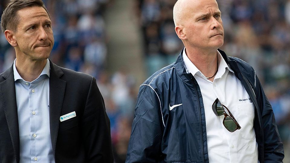 Präsident Robert Reisinger (re.) will Horst Heldt als Gorenzel-Nachfolger, Geschäftsführer Marc-Nicolai Pfeifer (li.) wohl eher nicht.