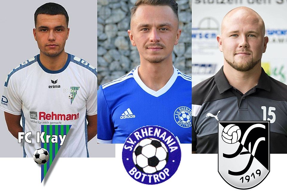 Den Start im FuPa-Tagebuch machen: Yassine Bouchama (r.) vom FC Kray, Emre Kilic von Rhenania Bottrop und Dennis Schmidt vom SV Sevelen.
