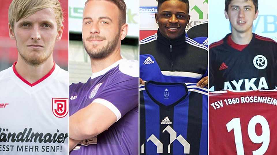 Christoph Rech und Benni Kauffmann zum SV Wacker, Kevin Basala nach Weiden und Josip Tomic zu Sechzig Rosenheim. Montage: FuPa