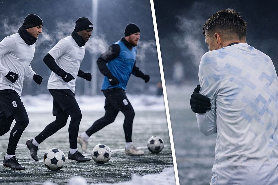 Der Spaß bei eisigen Temperaturen hält sich im Training in Grenzen.