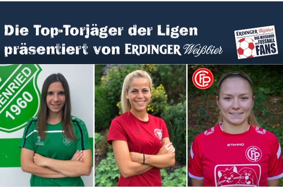 Anna Althammer (mi.) ist bis jetzt beste Torschützin der Landesliga (7 Treffer). Gefolgt wird sie von Franziska Moser (li.) und Franziska Philipp (re.), die nur einen Treffer weniger haben.