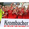 Der 1. FC Kaan-Marienborn ist alter und neuer Kreispokalsieger. Daher war der Jubel beim Oberligisten nach dem Abpfiff natürlich groß. Fotos (2): carlo