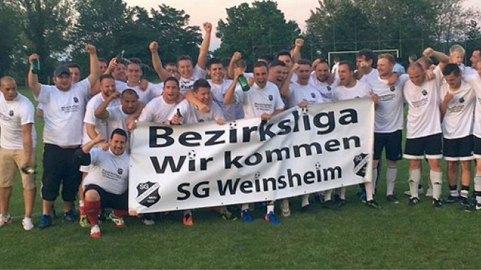 Die Mannschaft der SG Weinsheim freut sicht über den Aufstieg in die Bezirksliga Nahe.