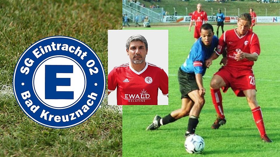 Florian Sohler (blaues Trikot), hier mit der Eintracht im Jahre 2002 gegen den 1. FC Kaiserslautern, ist einer der besten Fußballer, die im Moebusstadion das Kicken lernten. Jetzt wird der 47-Jährige Co-Trainer von Murat Yasar (Mitte).