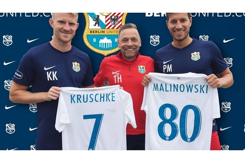 Kevin Kruschke, Thomas Häßler und Philip Malinowski. Foto: Berlin United