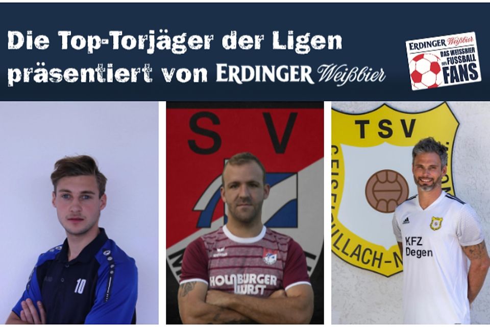 Josef Sontheim (mi.) führt die KL Zugspitze mit vier Treffern an. Dominik Dierich (re.) und Julian Greinwald (li.) folgen dicht mit jeweils drei Toren.
