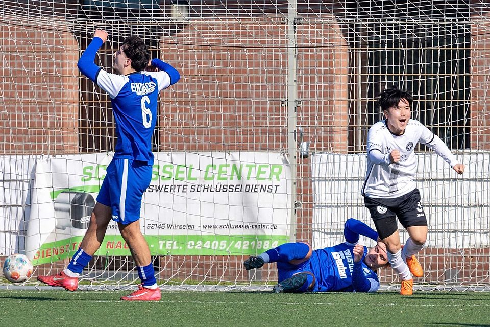 Zweite Chance, zweites Tor: Tetsuya Shiraishi bejubelt die 2:0-Führung für den SV Breinig.