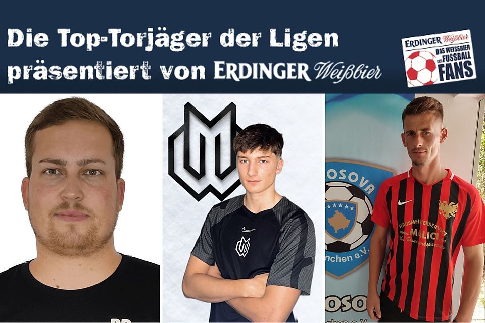 Die beiden Führenden der A-Klassen-Torjägerliste Lorenz Weber (mi.) und Dennis Post (li.), dicht gefolgt von Besar Gjocaj (re.).