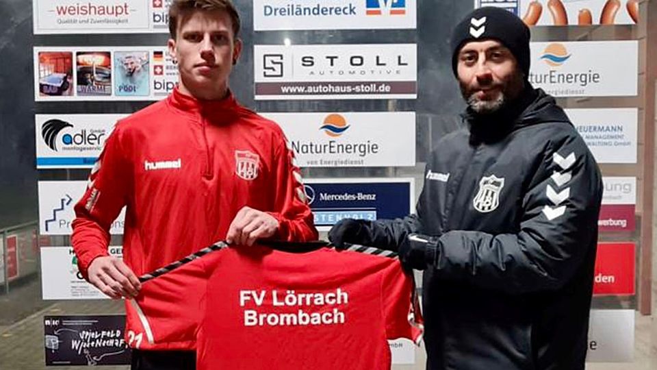 FVLB-Neuzugang Fabiano Durante (links) mit Cheftrainer Erkan Aktas | Foto: FV Lörrach-Brombach