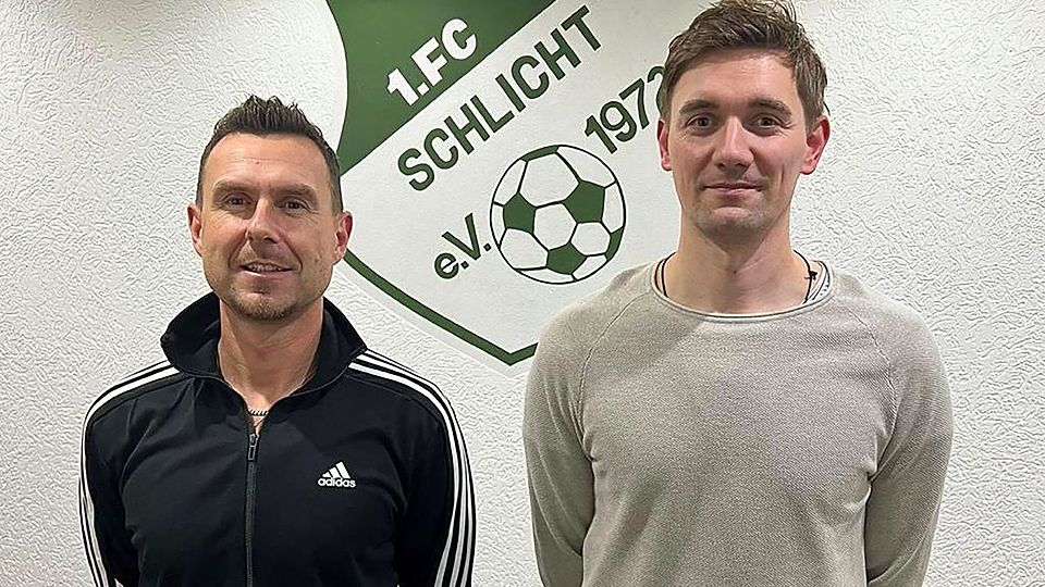 Thomas Pirner (links) und Bastian Ellmaier stehen ab Sommer an der Seitenlinie des 1.FC Schlicht.
