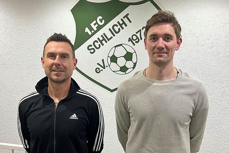 Thomas Pirner (links) und Bastian Ellmaier stehen ab Sommer an der Seitenlinie des 1.FC Schlicht.