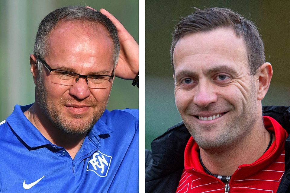Zeljko Cosic, Trainer des FC Neustadt (links) und Uli Bärmann vom FC Löffingen