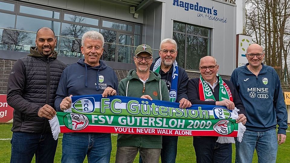 Es hörte sich im April 2024 alles sehr aussichtsreich an. (Foto v.l.: Chris Punnakkattu Daniel (FSV), Hans-Hermann Kirschner (FCG), Sebastian Kmoch (FSV), Heiner Kollmeyer (FCG), Michael Horstkötter (FSV) und Helmut Delker (FCG)).