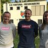 Luisa Ott, Ann-Kathrin Stötzel und Yvonne Wirtz (von links) spielen in der nächsten Saison für den SV Fortuna Freudenberg.