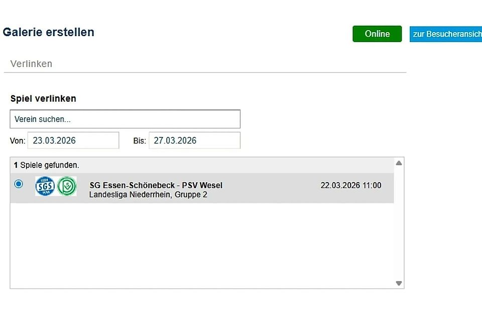 Hier könnt ihr die jeweilige Partie auswählen. Hier könnt ihr die jeweilige Partie auswählen.