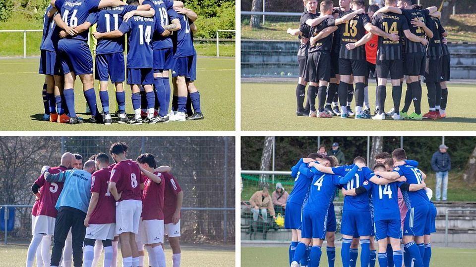 Die Spvgg. Igstadt, der SC Polonia, der TuS Medenbach und der FC Maroc (im  Uhrzeigersinn) haben derzeit die besten Karten auf den Aufstieg in die Kreisoberliga - sofern der 1.FC Naurod II nicht aufsteigen darf.