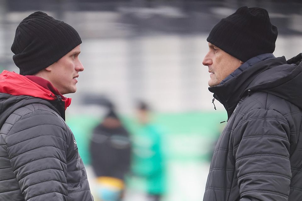 Geballte Fachkompetenz: Cheftrainer Heiko Herrlich (r.) und sein Co-Trainer Sven Bender wollen Haching vor dem Abstieg bewahren.