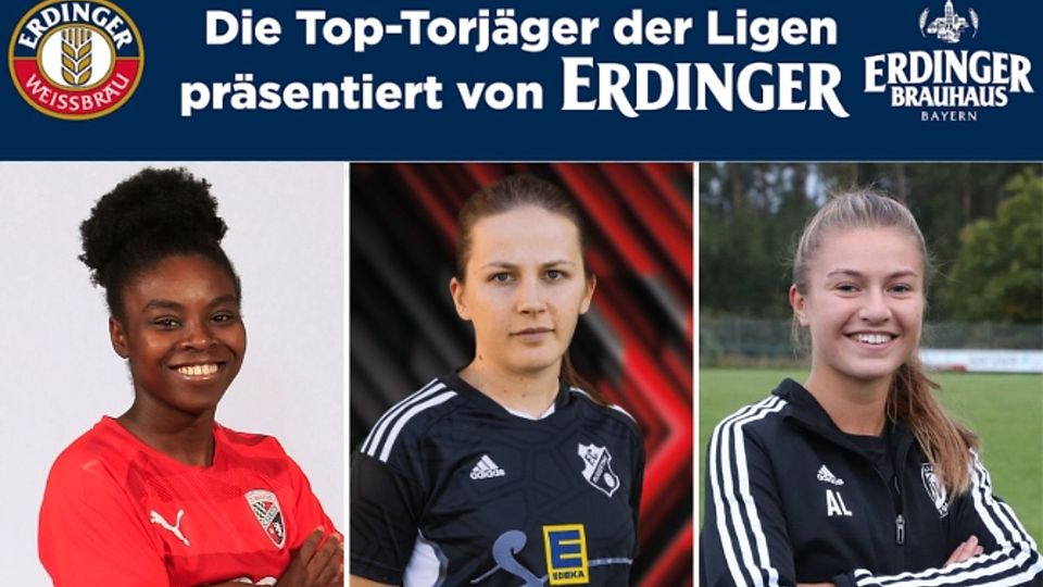 Schwaiberger (M.) räumte vergangene Saison ab. Heuer steht Müller (l.) zu Beginn an der Spitze. Die ehemalige Ingolstädterin unterlag aber mit Schwaben Augsburg gegen den TSV Theuern und Anna Luschner (r.).