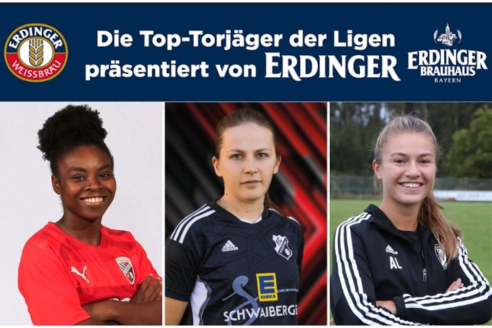 Schwaiberger (M.) räumte vergangene Saison ab. Heuer steht Müller (l.) zu Beginn an der Spitze. Die ehemalige Ingolstädterin unterlag aber mit Schwaben Augsburg gegen den TSV Theuern und Anna Luschner (r.).