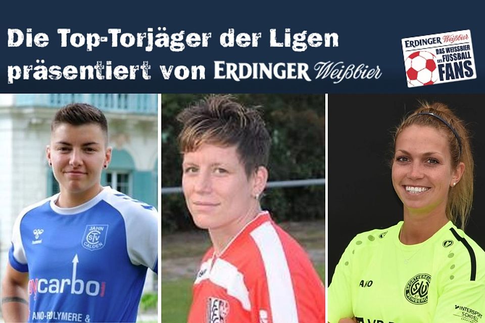 Die Top-Torjägerinnen der Regionalliga Süd: Hildebrandt (l.), Arcangioli (M.) und Haberäcker (r.)