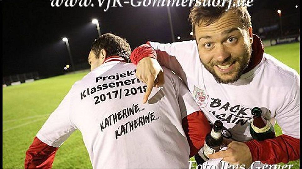 Am Freitagabend feierten die Gommersdorfer ausgiebig ihre Rückkehr in die Verbandsliga Nordbaden. F: Jens Gerner Gommersdorf