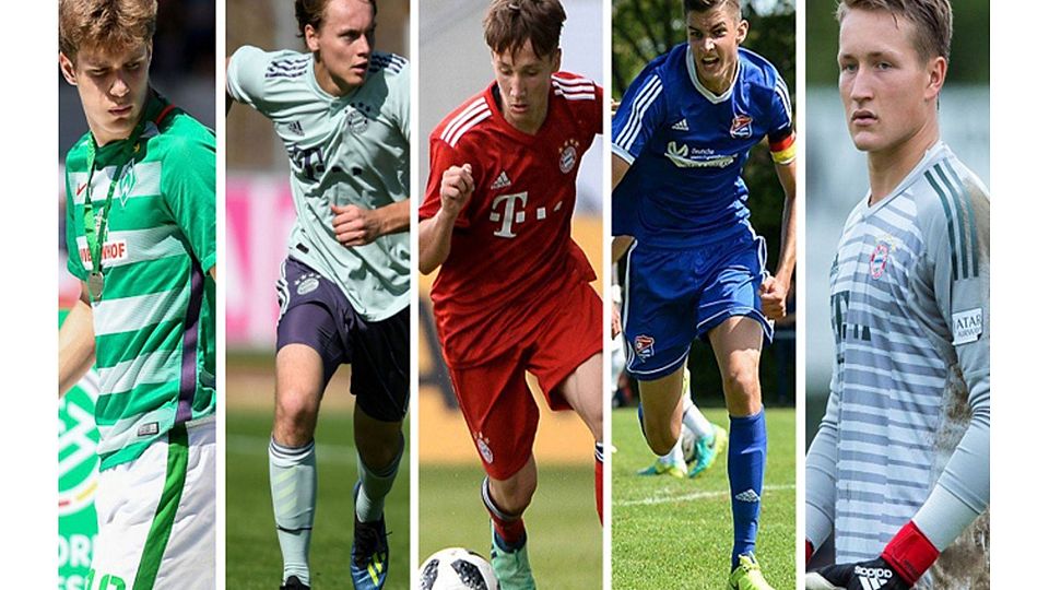 Louis Poznanski, Ryan Johansson, Jonas Kehl, Ivan Mihaljevic und Ron-Thorben Hoffmann dürfen mit den Profis des FC Bayern München in die USA. Foto: Leifer/Seeger/Leifer/Leifer/Hönl