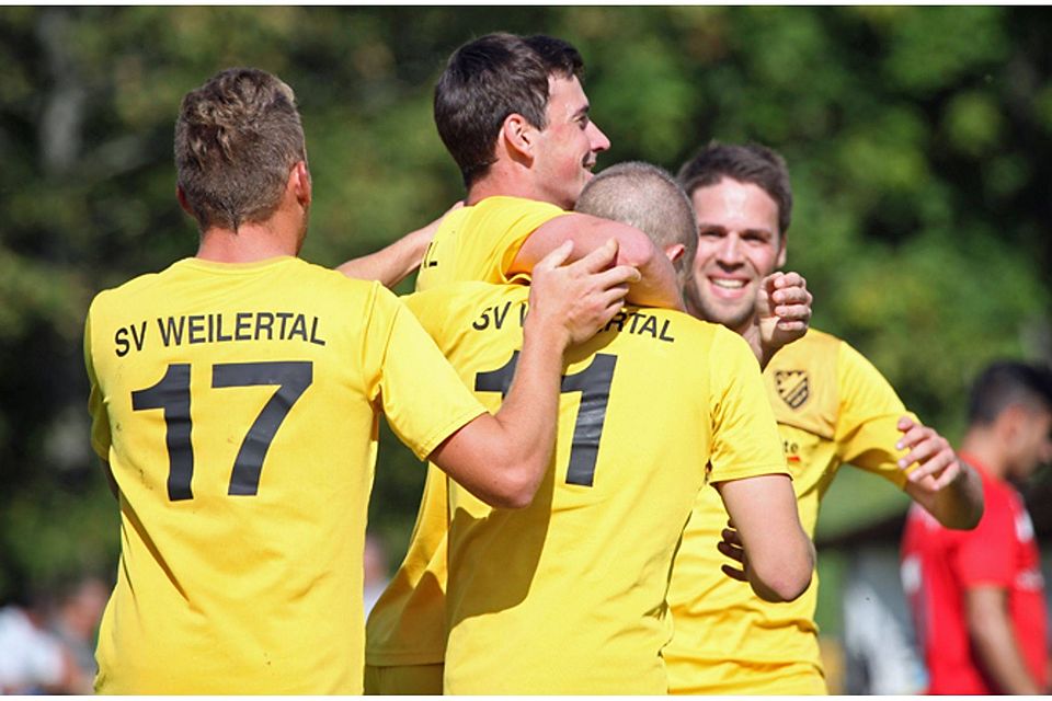 Hatten bisher in jedem Spiel Grund zur Freude: die Spieler des SV Weilertal. | Foto: Matthias Konzok