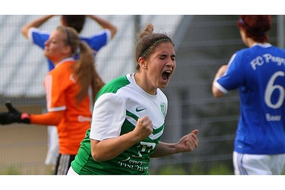Erleichteerung pur – SV-Torjägerin Franziska Hutter jubelt über ihren Treffer zum 2:0.  Foto: Archiv