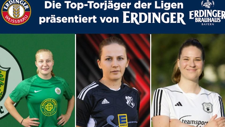 Franziska Schwaiberger (mi.) steht mit 22 Treffern an erster Stelle des ERDINGER Rankings. Veronika Auer (li.) und Sophia Goldbrunner (re.) sind eine der Verfolgerinnen.