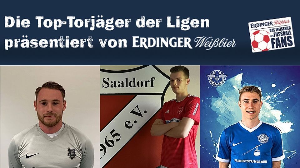 Stefan De Prato (SpVgg 1906 Haidhausen), Timo Portenkirchner (SV Saaldorf) und Daniel Leitz (ESV Freilassing, v.l.n.r.) sind die besten Torjäger der Bezirksliga Oberbayern Ost.