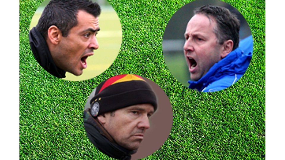 Drei Trainer im Titel-Stress: Savas Kaya (Karadeniz, oben links), Thomas Wunderlich (Eintracht, oben rechts) und Alexander Raab.   (Fotos: Mario Luge)