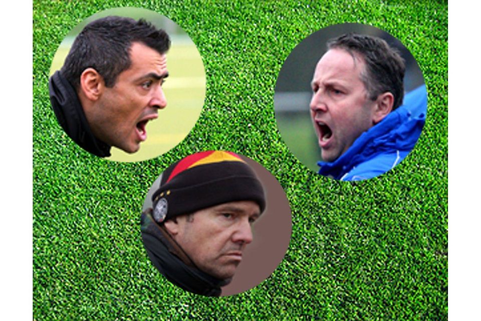 Drei Trainer im Titel-Stress: Savas Kaya (Karadeniz, oben links), Thomas Wunderlich (Eintracht, oben rechts) und Alexander Raab.   (Fotos: Mario Luge)