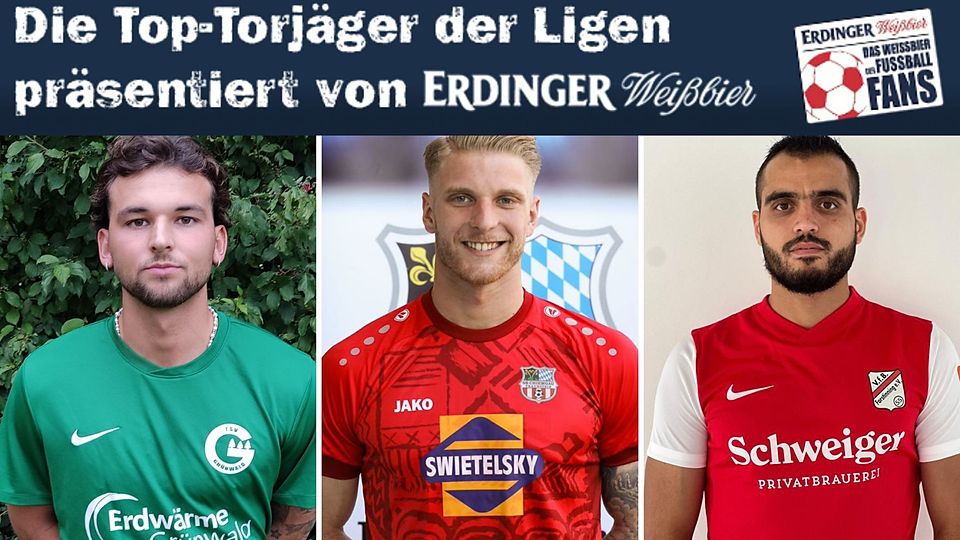 Halbich (l.) und Weixler (M.) führen die Torjäger-Liste der Landesliga Südost an.