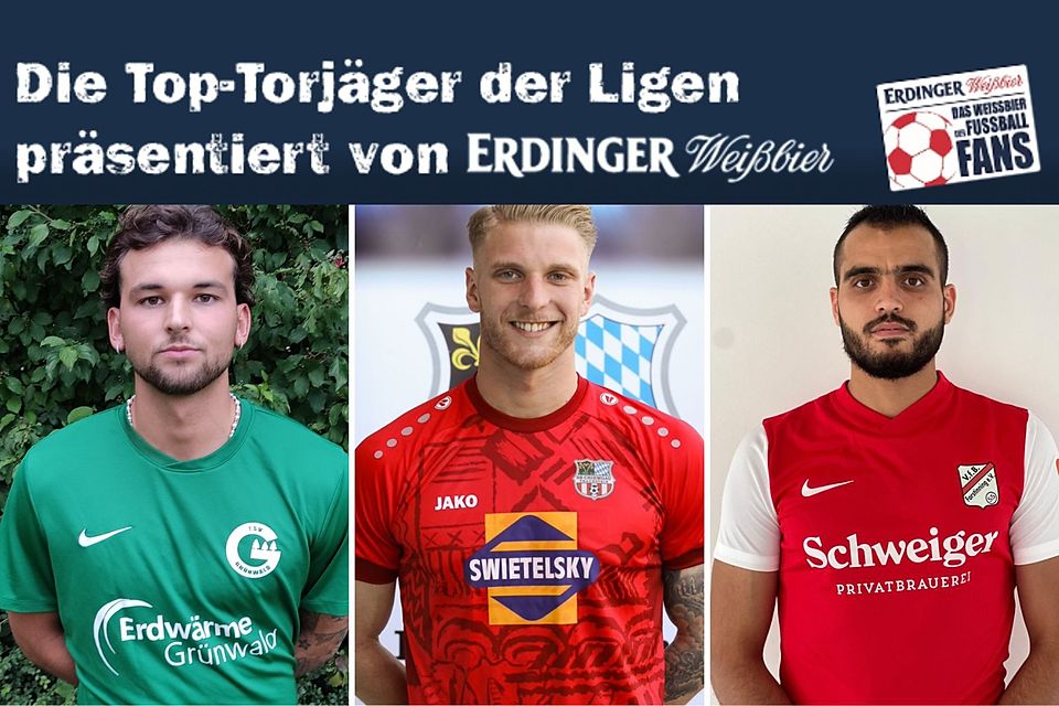 Halbich (l.) und Weixler (M.) führen die Torjäger-Liste der Landesliga Südost an.